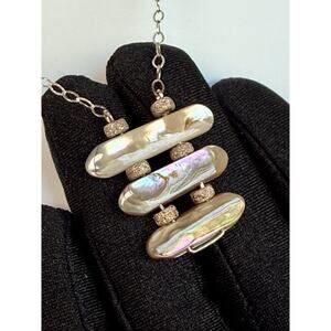 Abalone Cabochon and Sterling Necklace